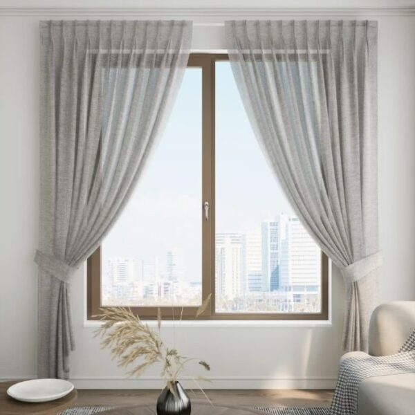 Light grey pleat sheer curtain