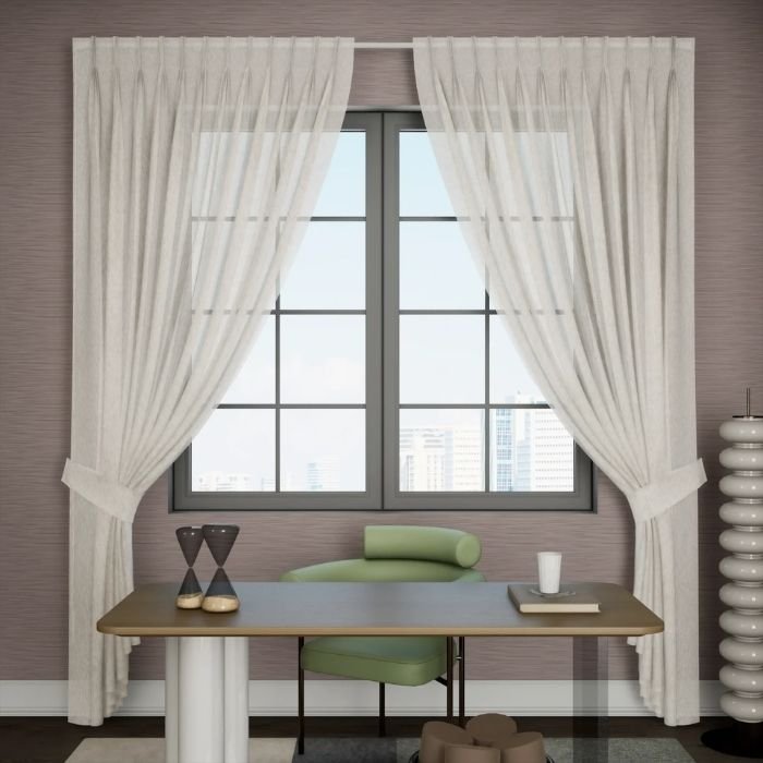 beige sheer pleat curtain